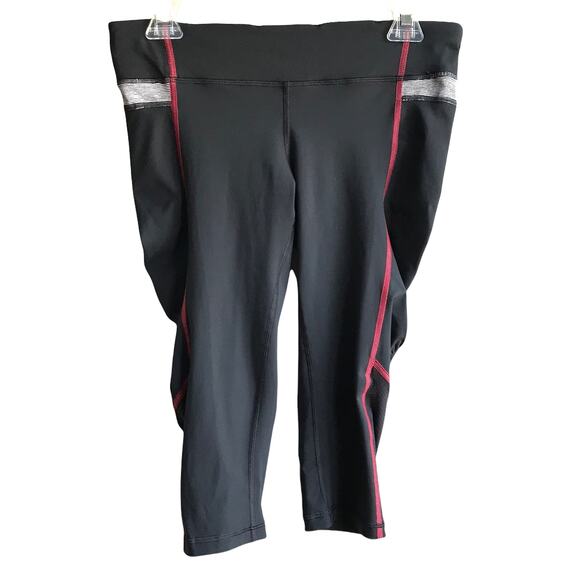 Lululemon Run Cropped Leggings Size 8 Pockets Mesh Running Gym Winter Luxtreme - Picture 1 of 9